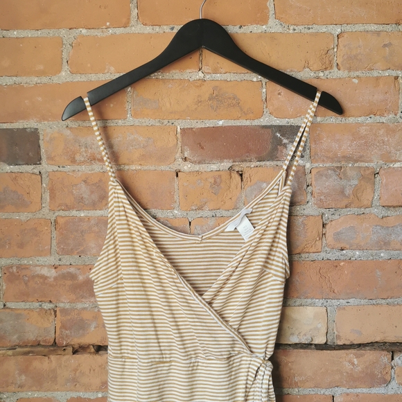 Yellow & White Stripped Mini Wrap Dress - Picture 2 of 3